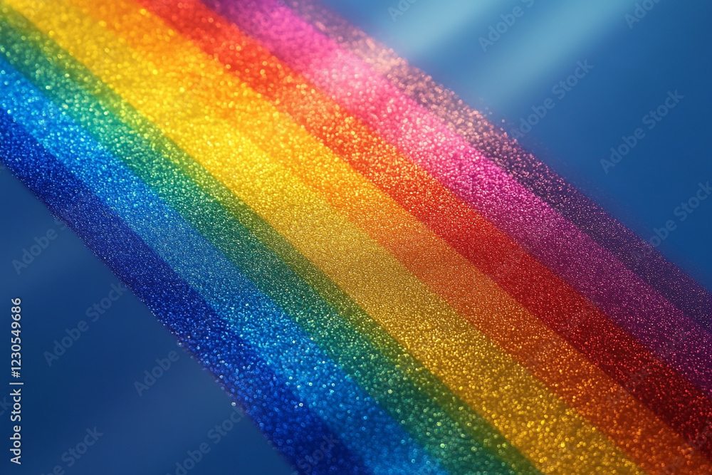 Obraz premium Glittering Rainbow Shimmering Across Blue Background