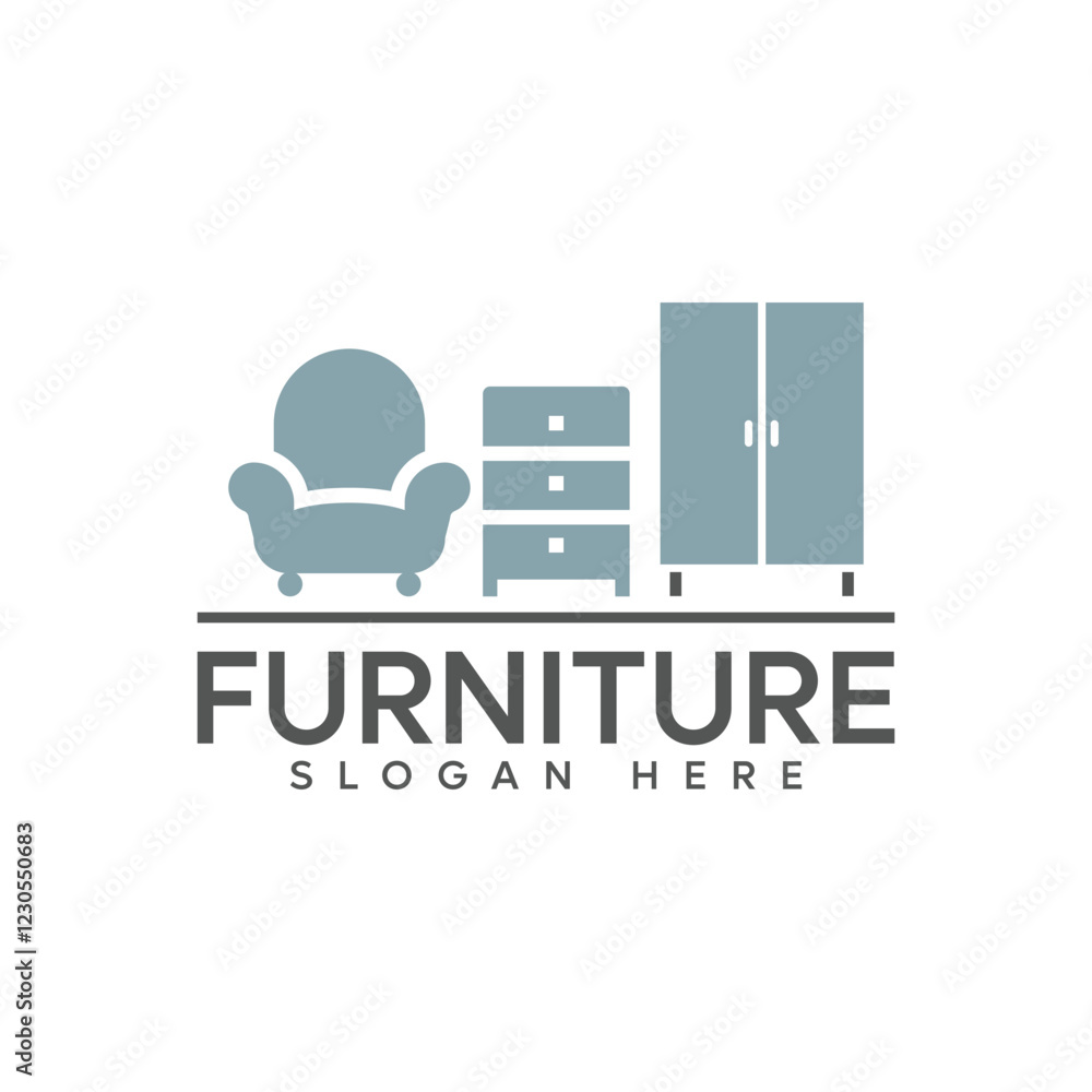 Naklejka premium furniture logo design template for business property icon with creative element concept