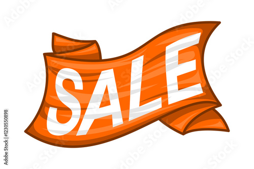 Orange SALE Ribbon Tag Vector Illustration – Isolated Promotional Sticker Design for Marketing and Advertising