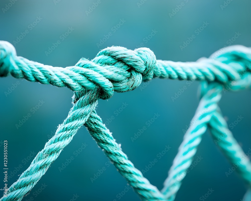 Close-up Turquoise Rope Knots Texture Detail Close-up Turquoise Rope Knots Texture Detail