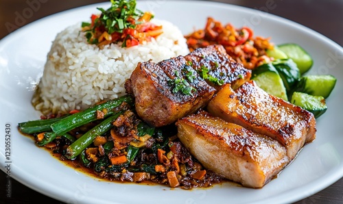 Discover the flavors of babi guling with tender roasted pig and aromatic spices photo