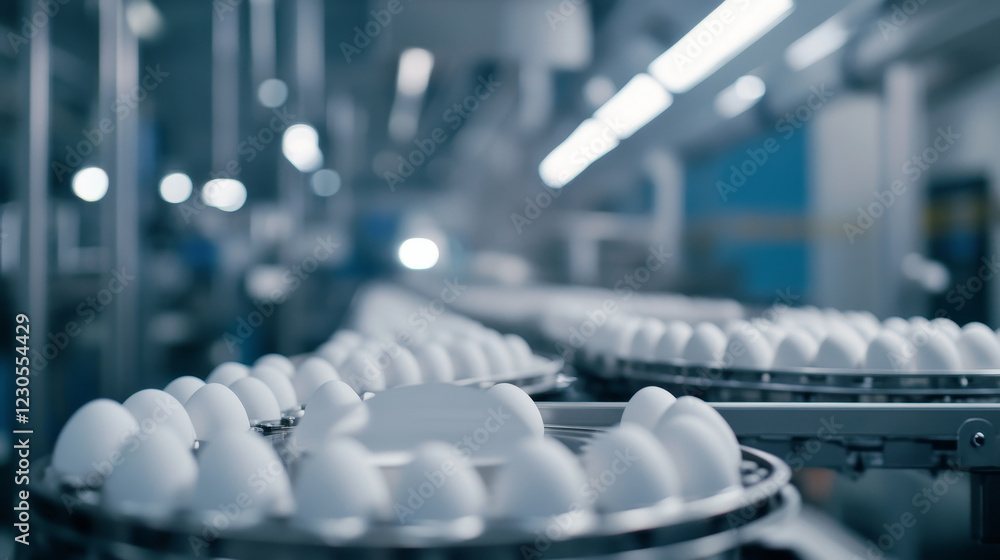 A clean, industrial egg processing facility with stainless steel surfaces
A clean, industrial egg processing facility with stainless steel surfaces