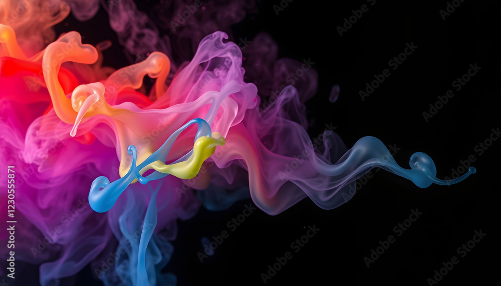 Obraz premium Splash of color paint, water or smoke on dark background, abstract pattern, , with white tonespng