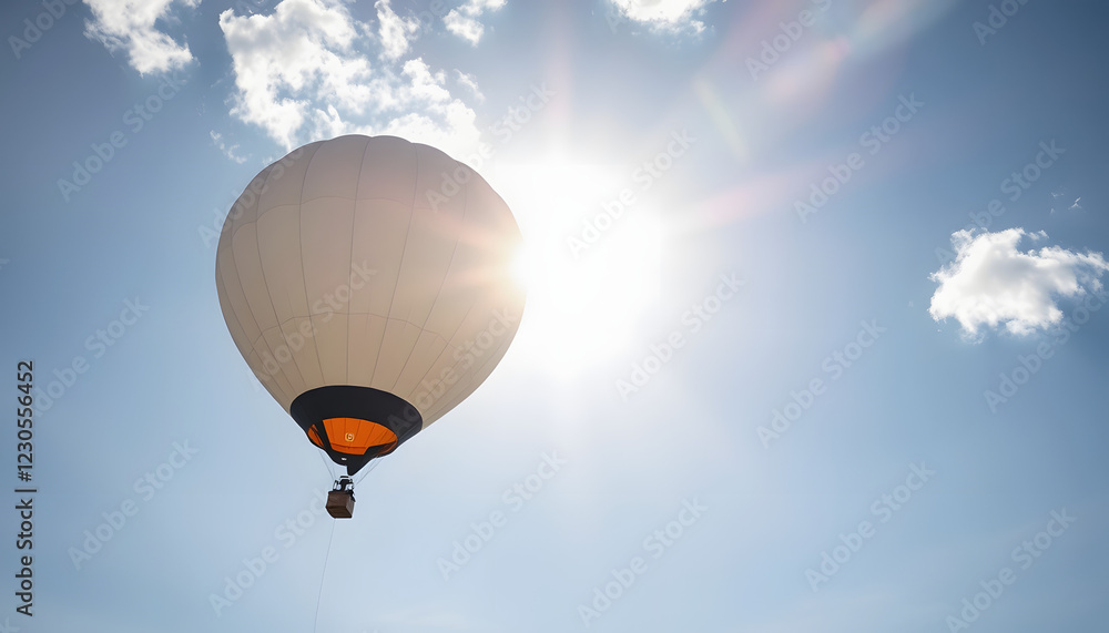Obraz premium A meteorological balloon being released into the sky, carrying instruments to measure temperature, humidity, and pressure at different altitudes, aiding in weather , with white tonespn