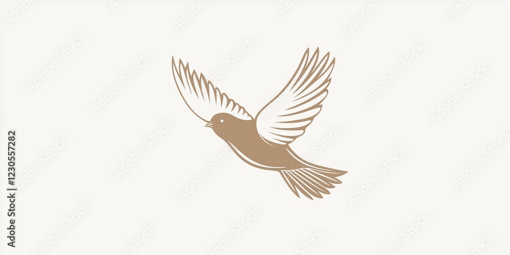 Obraz premium Flat Vector Line Art Logo of Bird Flying