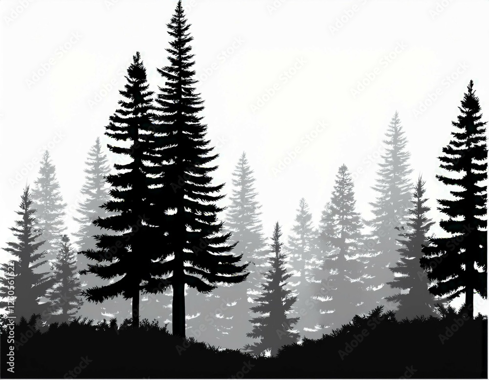 Obraz premium douglas fir tree silhouette vector illustration