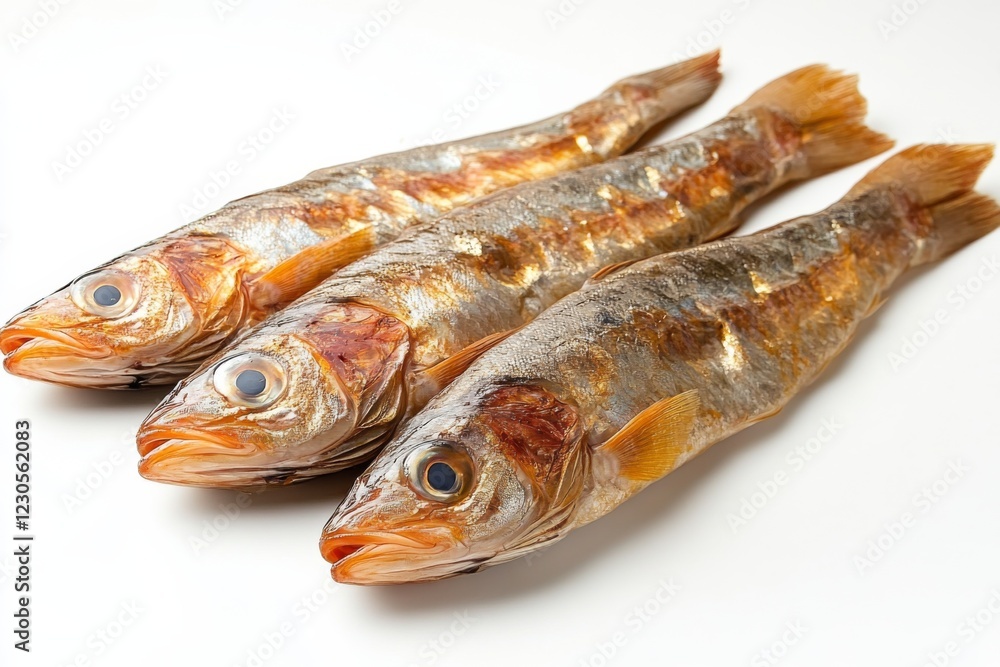 Three Fresh Fish on White Background Three Fresh Fish on White Background