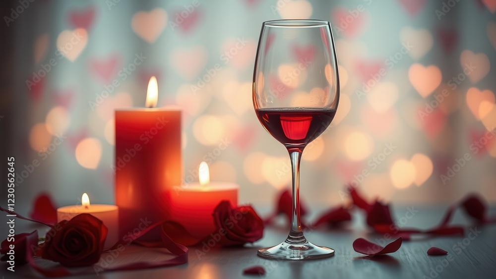 Romantic background with wine, candles and rose petals. Romantic background with wine, candles and rose petals.