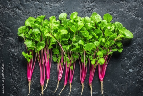 Fresh Swiss Chard on Dark Background