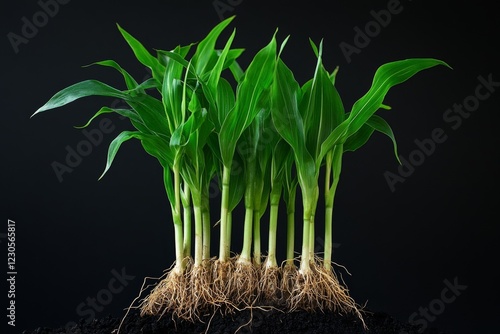 Green Corn Plants with Roots Exposed