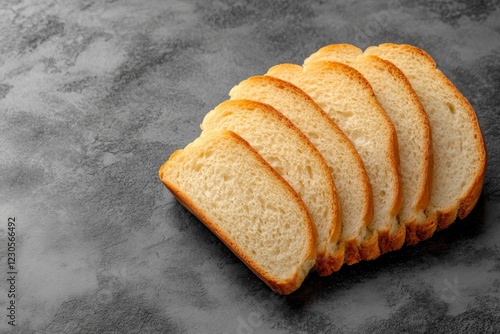 Slices of White Bread on Gray Background