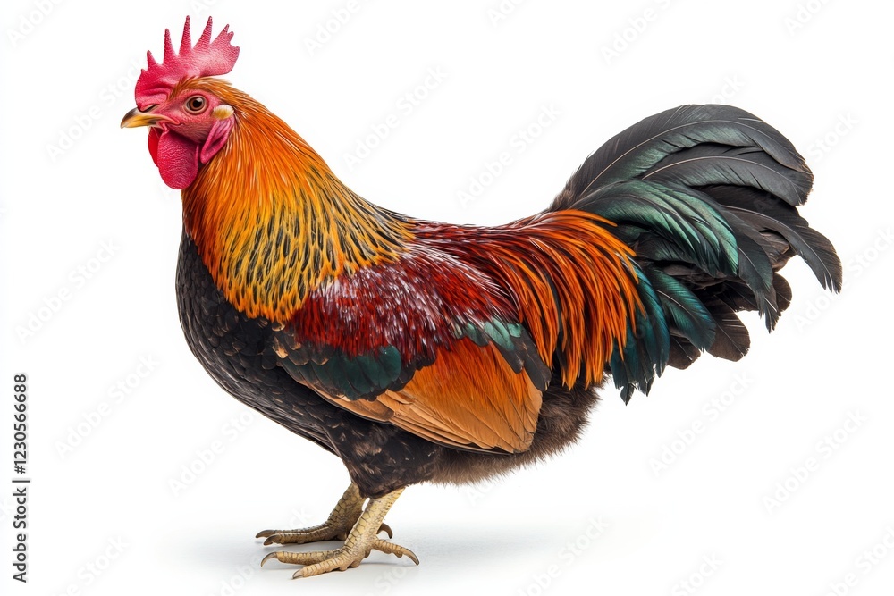 Fototapeta premium Colorful Rooster on White Background