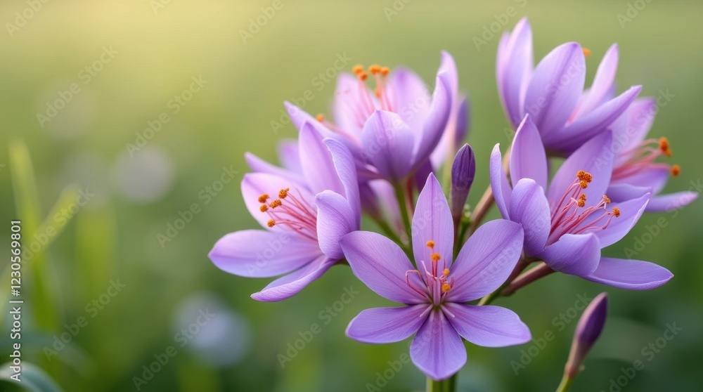 Vibrant Purple Saffron Flowers in Full Bloom Vibrant Purple Saffron Flowers in Full Bloom