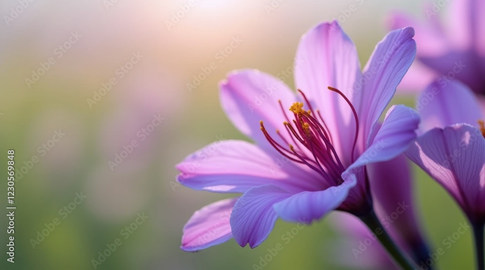Vibrant Purple Saffron Flowers in Full Bloom Close-Up Vibrant Purple Saffron Flowers in Full Bloom Close-Up