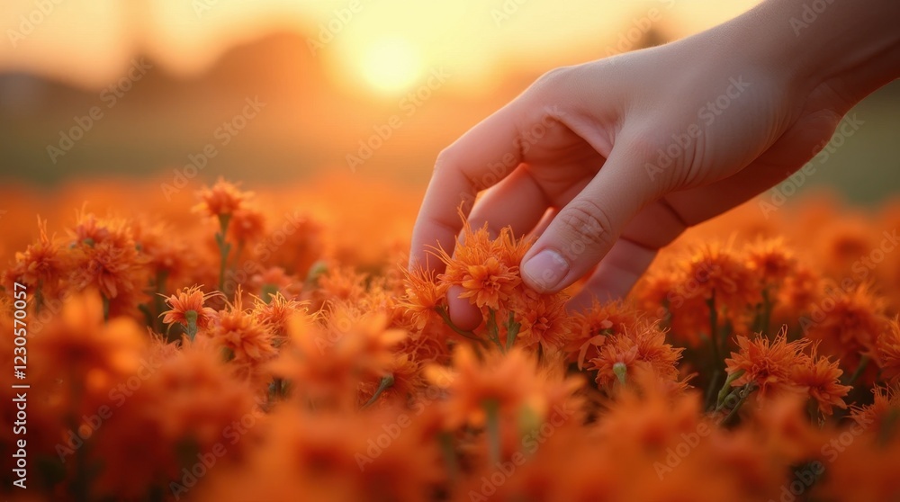 Gentle Saffron Harvest: Hand-Picking Saffron Flowers Gentle Saffron Harvest: Hand-Picking Saffron Flowers