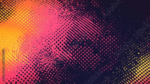 Wallpaper Mural Abstract Halftone Gradient Background: Vibrant Pink, Orange, and Yellow Hues Torontodigital.ca