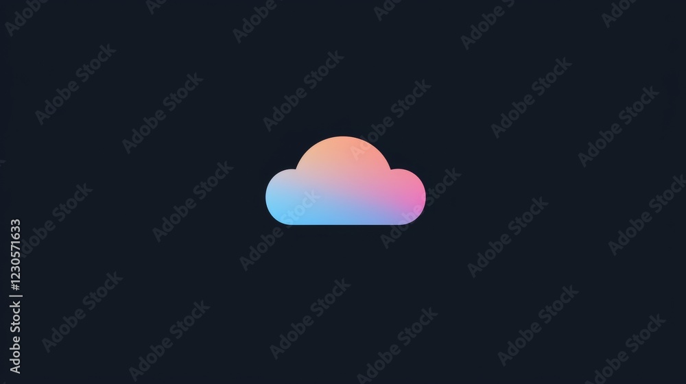 Digital cloud icon representing data storage solution with a gradient design for modern technology applications. Generative AI Digital cloud icon representing data storage solution with a gradient design for modern technology applications. Generative AI