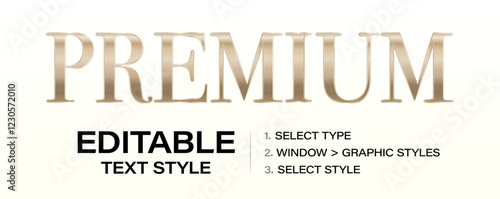 Premium graphic style template, golden editable text effect. Customizable tweaking contour style and color. Vector illustration