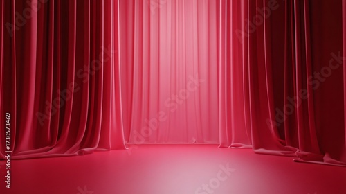 Elegant pink velvet curtains covering a stage background photo