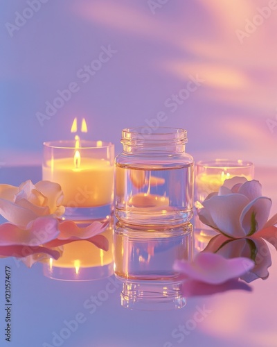 Wallpaper Mural Calming candles with floating flowers illuminated. Torontodigital.ca