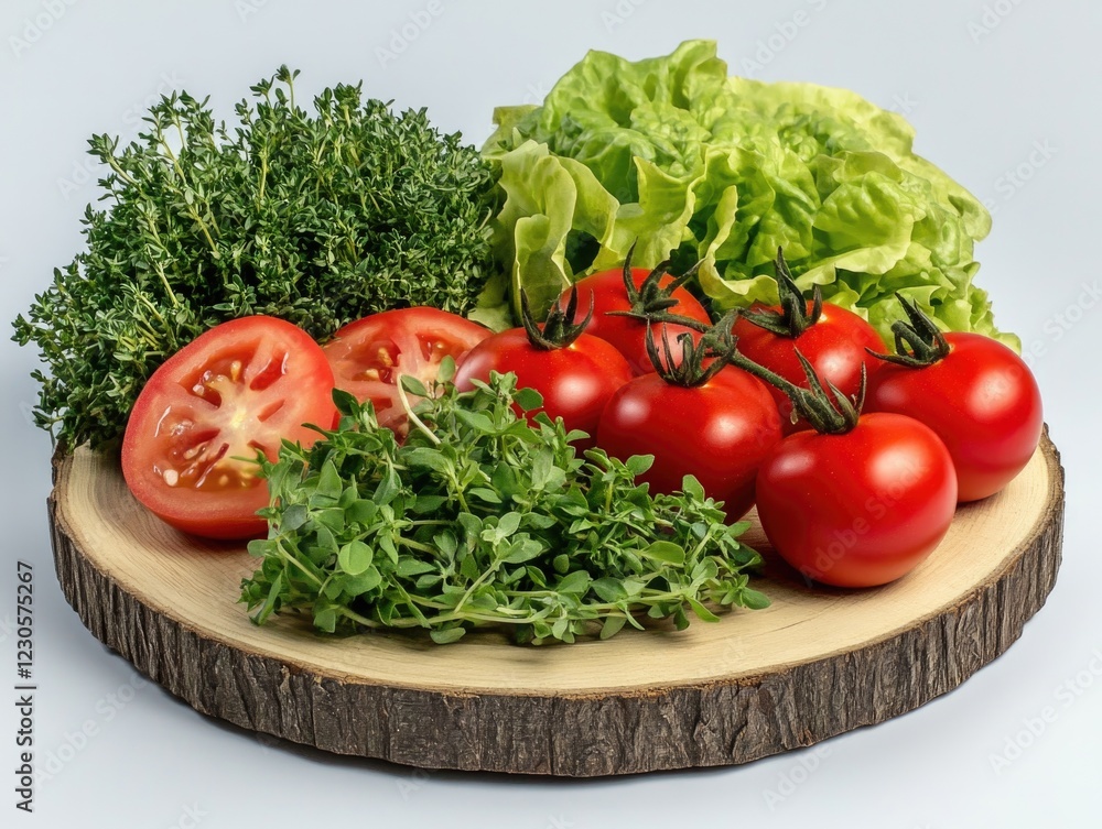 Fresh tomatoes, parsley and lettuce in a healthy meal setting. Fresh tomatoes, parsley and lettuce in a healthy meal setting.