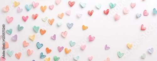 Wallpaper Mural Colorful heart shapes scattered on white background. Torontodigital.ca
