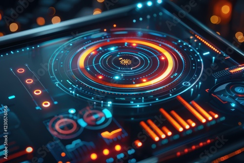 Wallpaper Mural Futuristic Smart Home App Interface with Holographic Progress Bar for Connectivity Torontodigital.ca