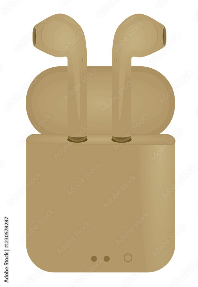 Obraz premium Brown wireless ear phones. vector