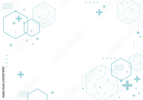 Geometric haxagon light medical background. Technology medical design. Background of hexagon geometric blue pattern