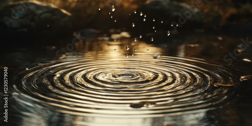 Wallpaper Mural Close-up of water ripples and droplets, ideal for nature-themed projects, wellness, and relaxation. Torontodigital.ca