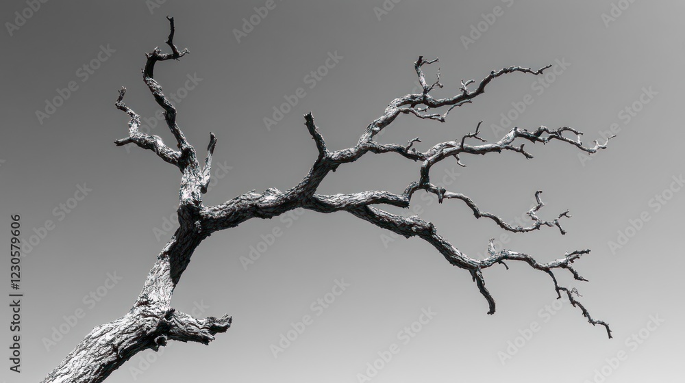 Obraz premium Dead tree branch against grey sky, nature photography, website background