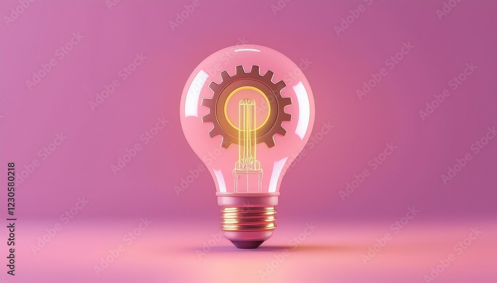 Creative innovation concept. Illuminated light bulb with gear symbolizing innovation and ideas. Creative innovation concept. Illuminated light bulb with gear symbolizing innovation and ideas.