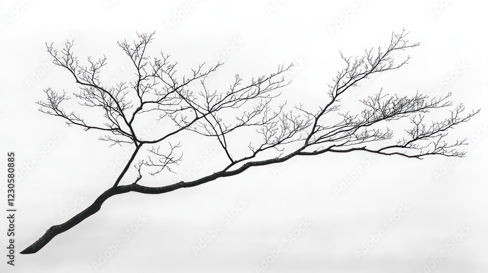 Fototapeta premium Bare tree branch, winter, sky background, nature photography, design element