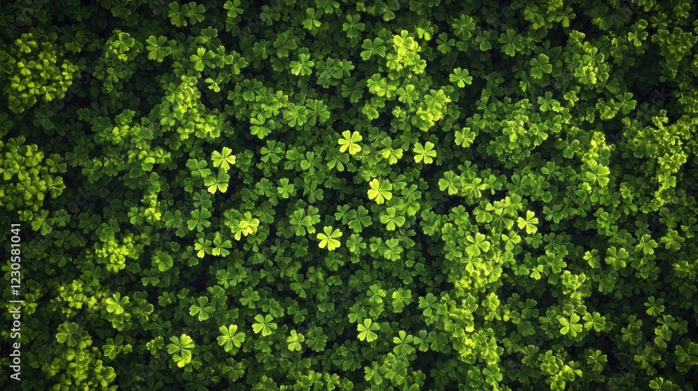 Close-up of bright green shamrock plants, showcasing the vibrant texture and detail of their leaves. Close-up of bright green shamrock plants, showcasing the vibrant texture and detail of their leaves.