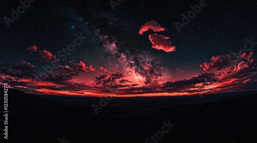 A stunning night sky filled with stars and nebulas, reflecting off the ocean horizon. Perfect for astronomers or anyone who loves a cosmic view.
