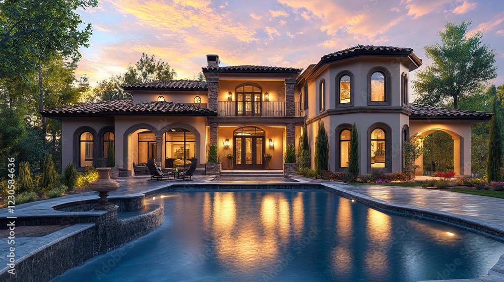 Fototapeta premium A beautiful new house created using a 3D software.