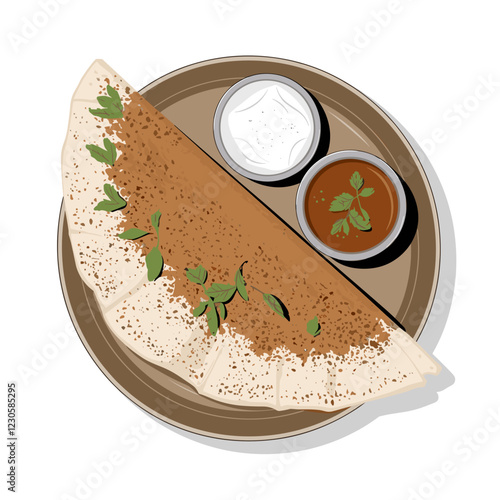 South Indian Dosa with Chutney and Sambar