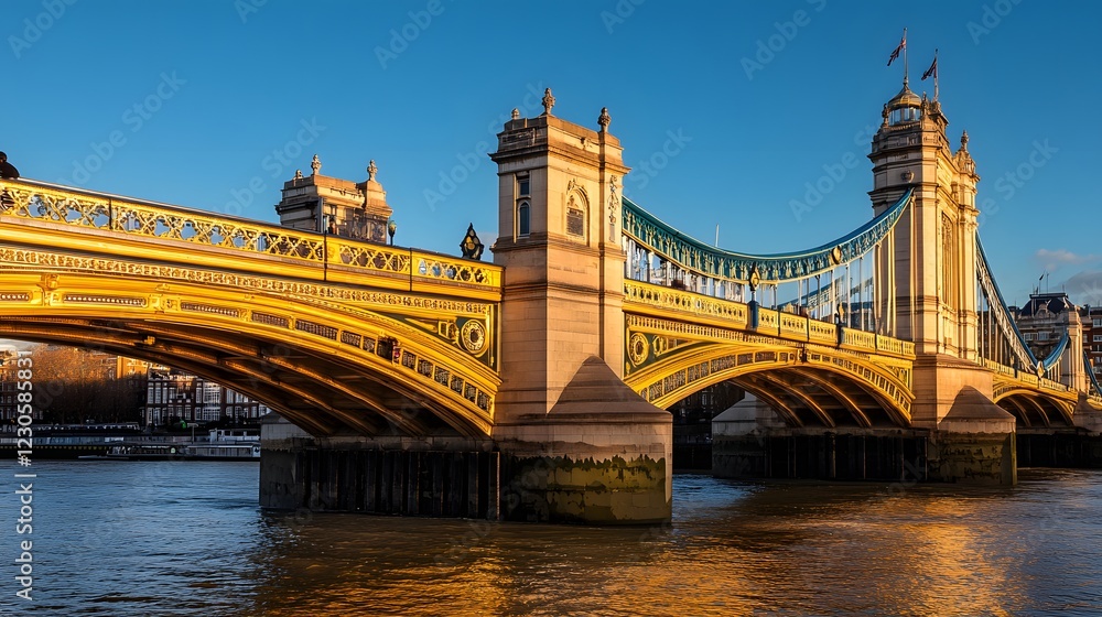 Obraz premium Golden Hour at London's Stunning Albert Bridge