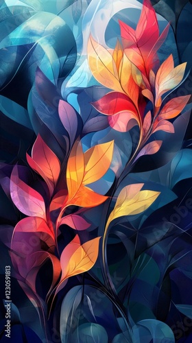 Wallpaper Mural Abstract Floral Design with Vibrant Colors Torontodigital.ca