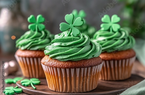 Wallpaper Mural Green frosted cupcakes decorated with clover for St Patrick's Day celebration Torontodigital.ca