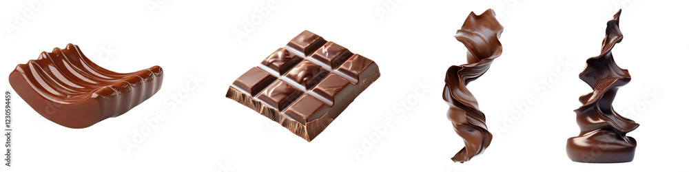 Flowing chocolate isolated on transparent background, PNG, set of Flowing chocolate isolated on transparent background, PNG, set of