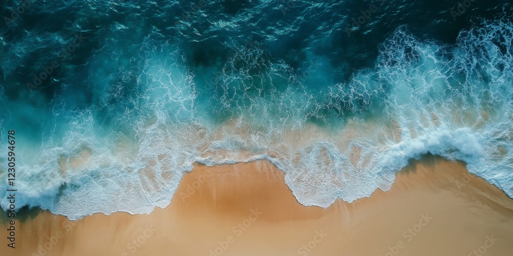 Ocean waves gently washing over a sandy beach under a clear sky Ocean waves gently washing over a sandy beach under a clear sky
