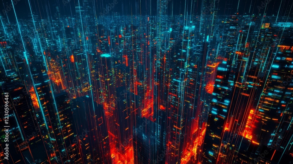 Captivating Futuristic Cityscape with Neon Lights and Dynamic Digital Innovation Captivating Futuristic Cityscape with Neon Lights and Dynamic Digital Innovation