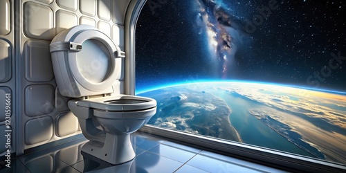 Fototapeta Naklejka Na Ścianę i Meble -  Space Station Toilets Floating in Zero Gravity, zero gravity, floating object,  zero gravity, floating object