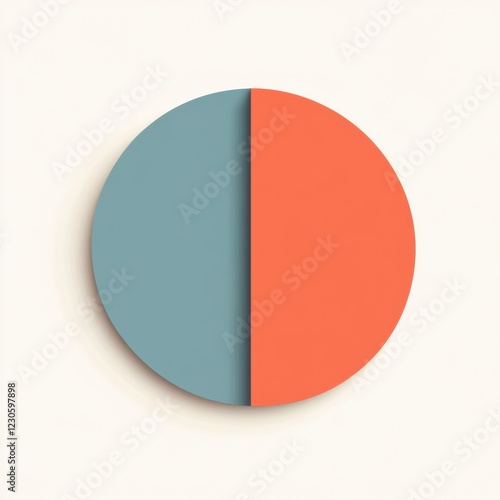 Free Download Modern circular design featuring split color sections in blue and orange tones on a light background. Generative AI - GFXLoad