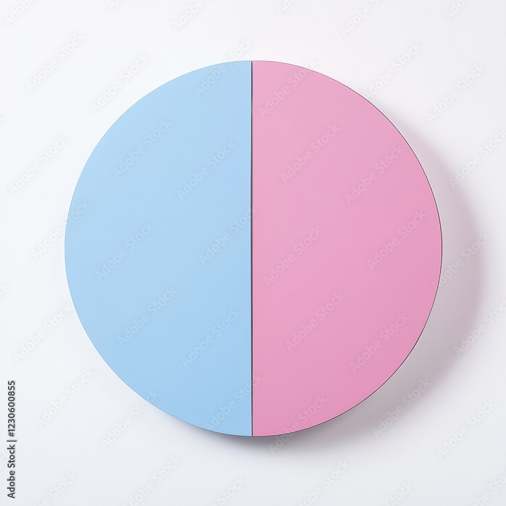 A round display shows a harmonious split of blue and pink colors, perfect for adding a playful touch to modern interior settings A round display shows a harmonious split of blue and pink colors, perfect for adding a playful touch to modern interior settings