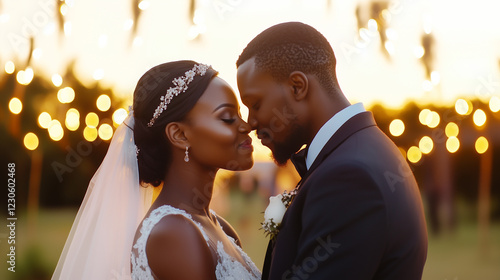 Charming Bride and Groom Embrace with a Kiss on Their Wedding Day, Capturing True Love wedding kiss, bride and groom, true love, wedding celebration, newlyweds, wedding photography photo