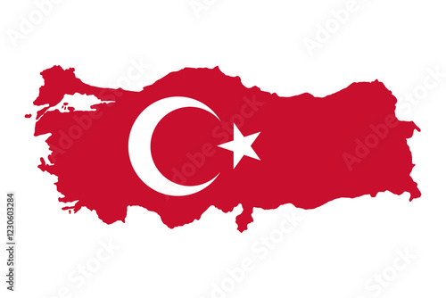 Turkey flag map contour vector illustration