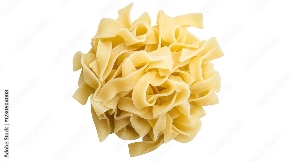 Raw Flat Fettuccine Pasta Nest Isolated on White Background Raw Flat Fettuccine Pasta Nest Isolated on White Background