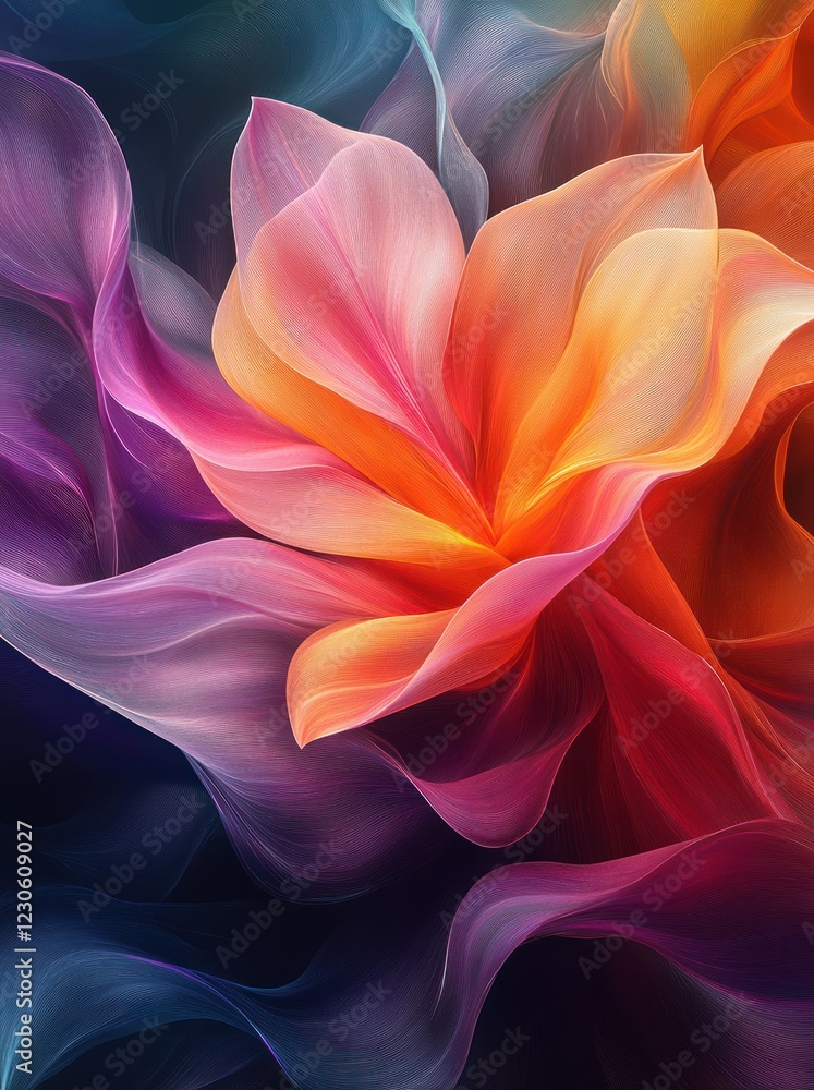 Obraz premium Colorful flower blooming, smoky background, wallpaper
